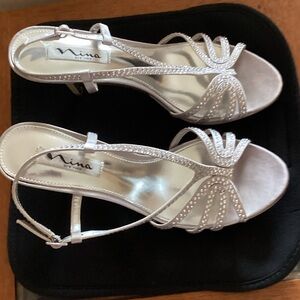 Nina Women's Silver Embellished Heels